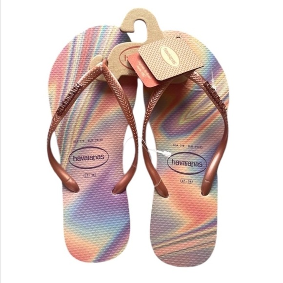 New HAVAIANAS Women’s Slim Iridescent Flip Flop - Picture 1 of 5